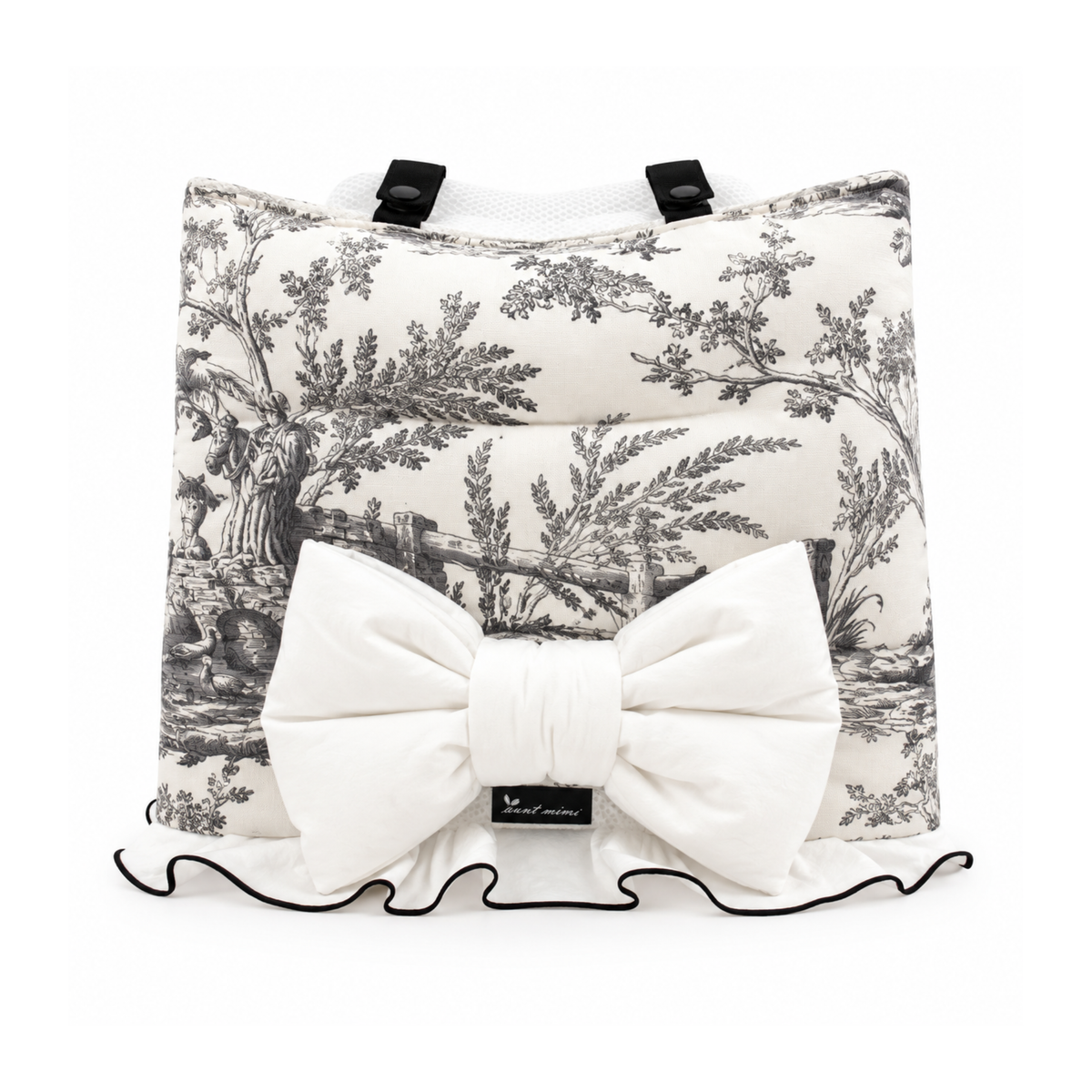 NEW｜即納【auntmimi】 Guard Cushion  Frill Ribbon｜Toile de Jouy Gray