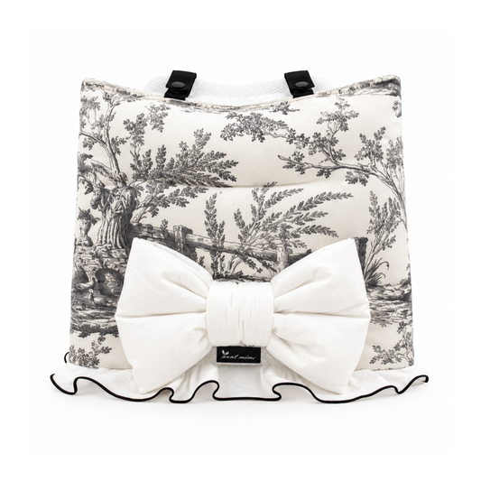NEW｜即納【auntmimi】 Guard Cushion  Frill Ribbon｜Toile de Jouy Gray