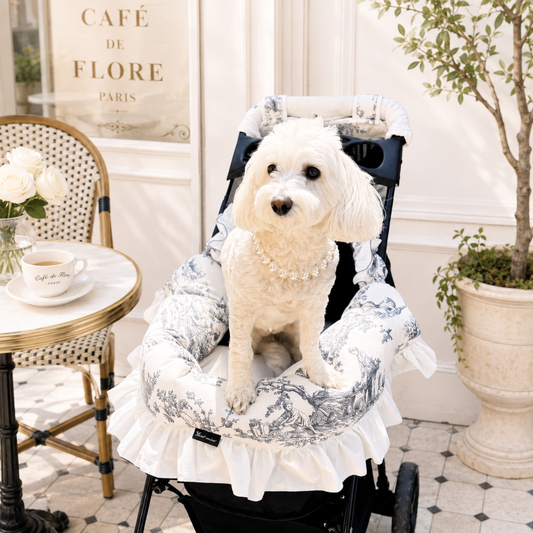 NEW｜即納【auntmimi】 Guard Cushion ｜Frill Toile de Jouy Gray