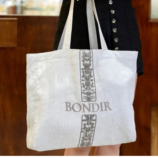 予約商品｜NEW【BONDIR】POESIA EMBROIDERED LINEN CANVAS BAG