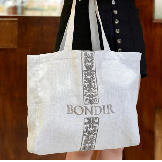 予約商品｜NEW【BONDIR】POESIA EMBROIDERED LINEN CANVAS BAG