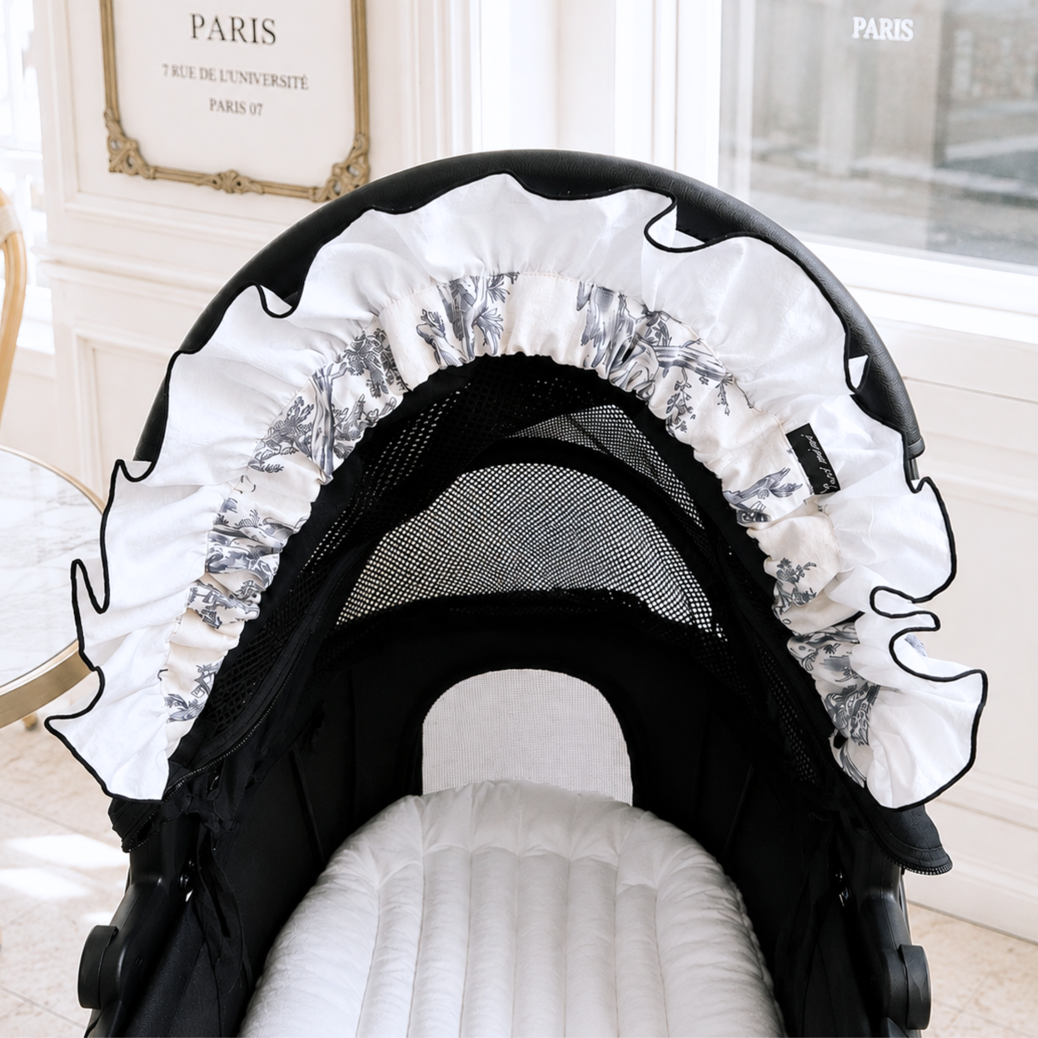 NEW【auntmimi】 Sunshade Bonnet｜Toile de Jouy Gray