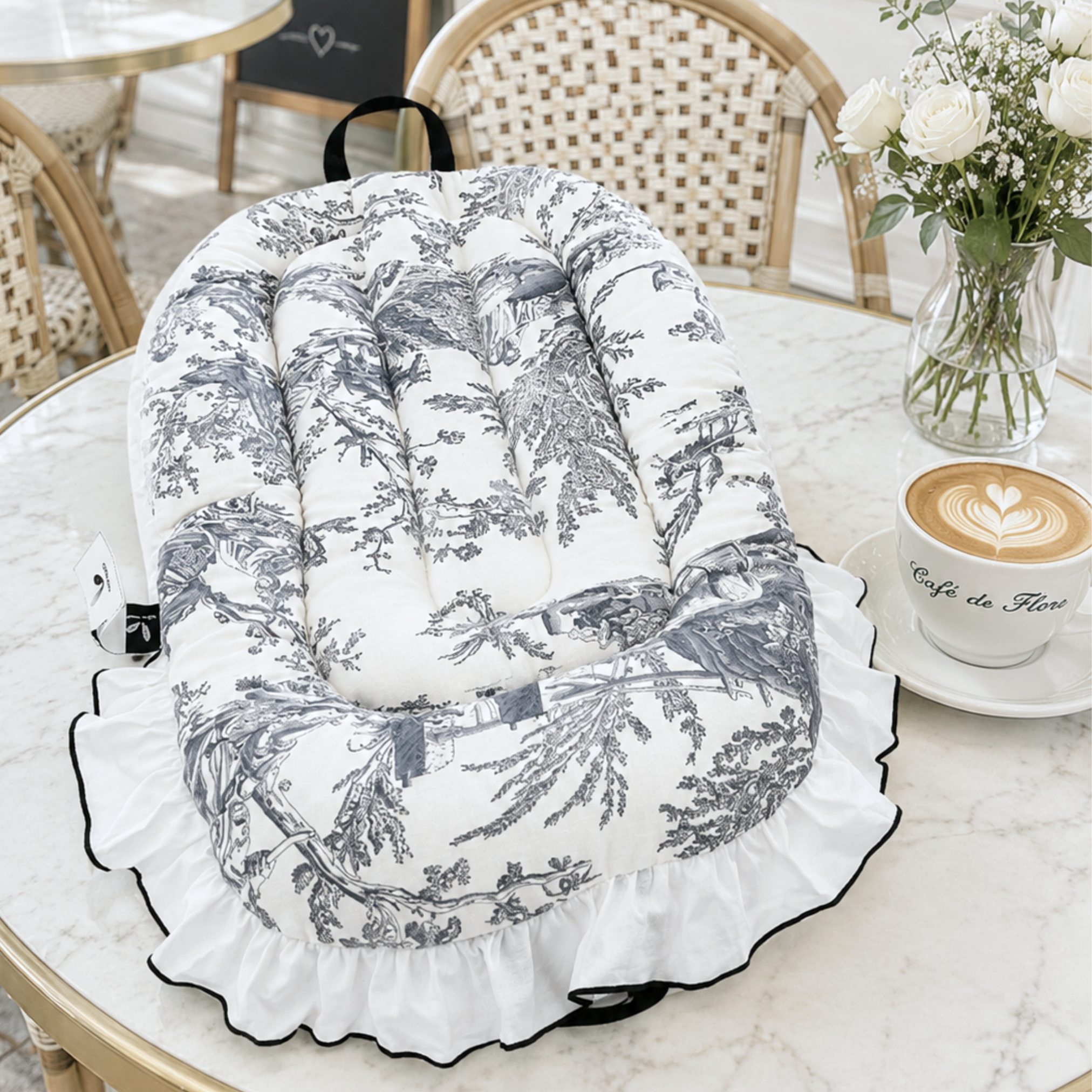 NEW｜即納【auntmimi】Liner Cushion｜ Toile de Jouy Gray