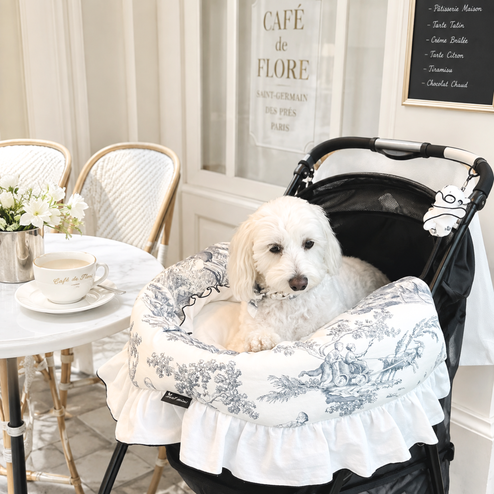 NEW｜即納【auntmimi】 Guard Cushion ｜Frill Toile de Jouy Gray