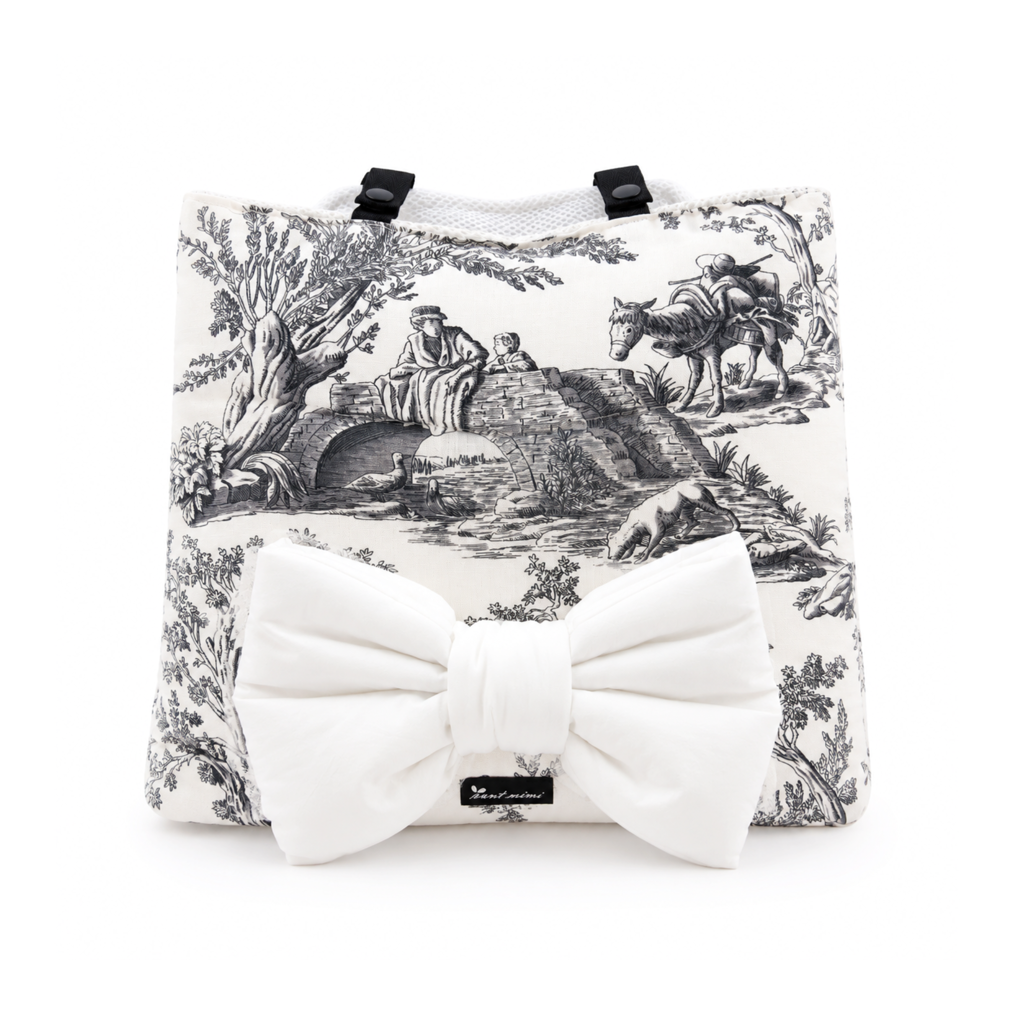 NEW｜即納【auntmimi】 Guard Cushion Ribbon｜Toile de Jouy Gray