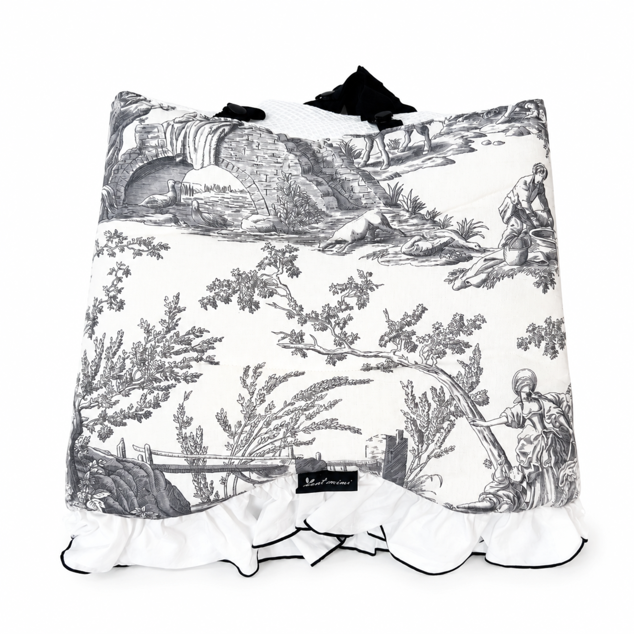 NEW｜即納【auntmimi】 Guard Cushion ｜Frill Toile de Jouy Gray