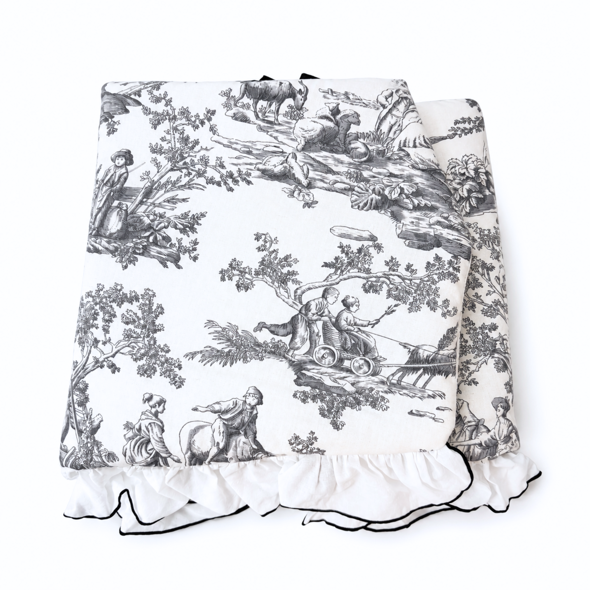 NEW｜即納【auntmimi】 Guard Cushion ｜Frill Toile de Jouy Gray